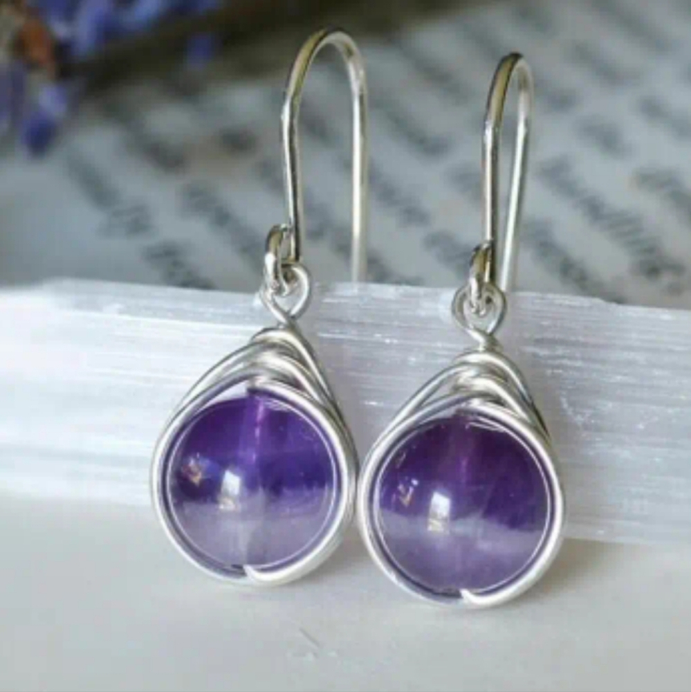 Boho Gypsy Sisters Purple Silver Earrings